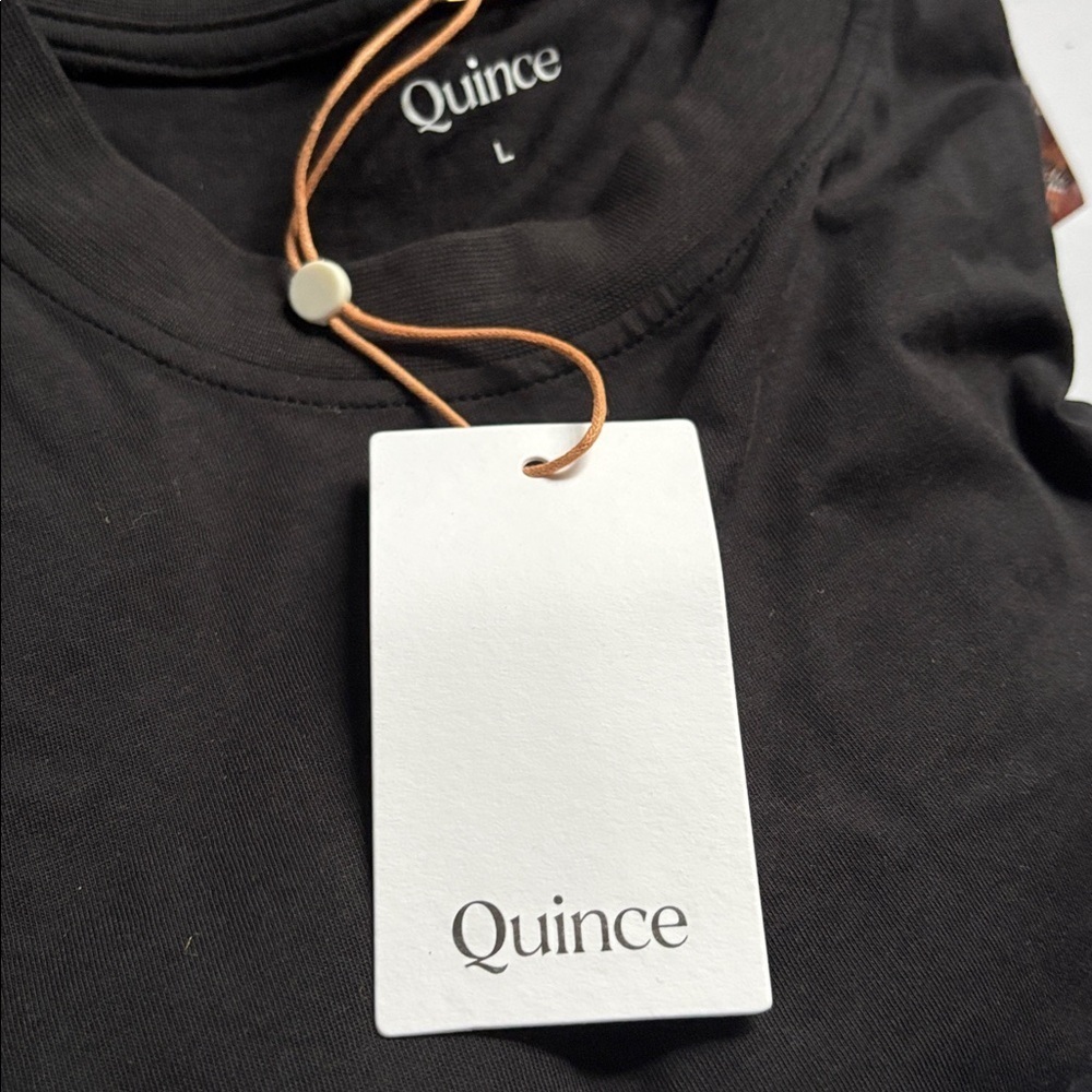 New with tags Quince Cotton Modal Relaxed Long Sleeve Tee Black Sz Large women - Picture 5 of 5